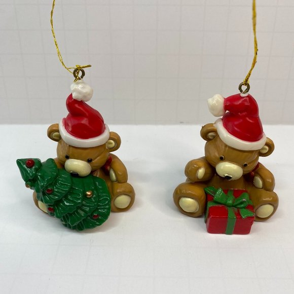 Vintage Christmas Bear Ornaments Set of 2 - Picture 2 of 6